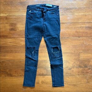 AG Adriano Goldschmied Black Distressed Skinny Jeans Size 26
